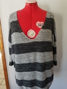 Express Oversized multi-stripe, high low sweater